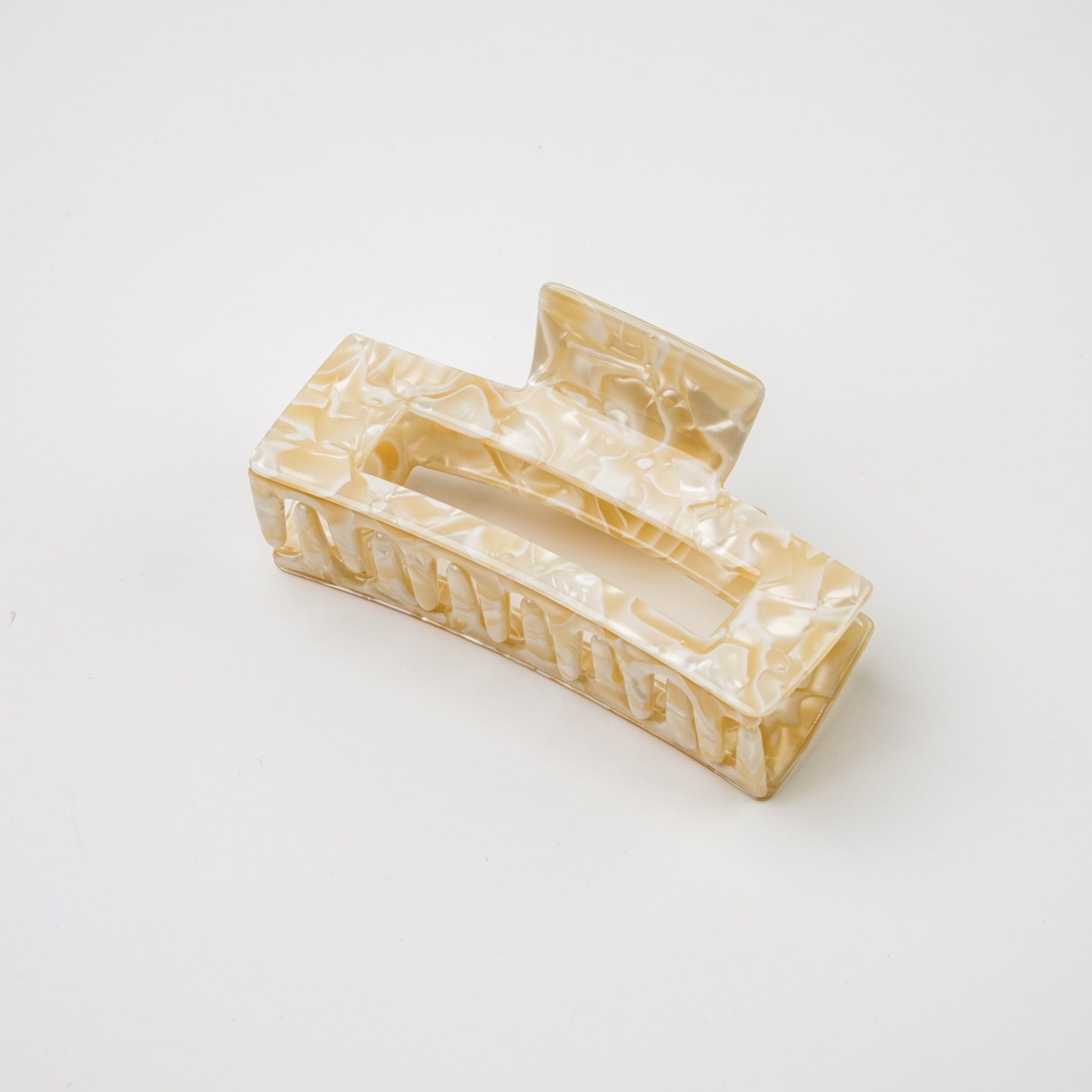 Square Acetate Hair Claw - Beige