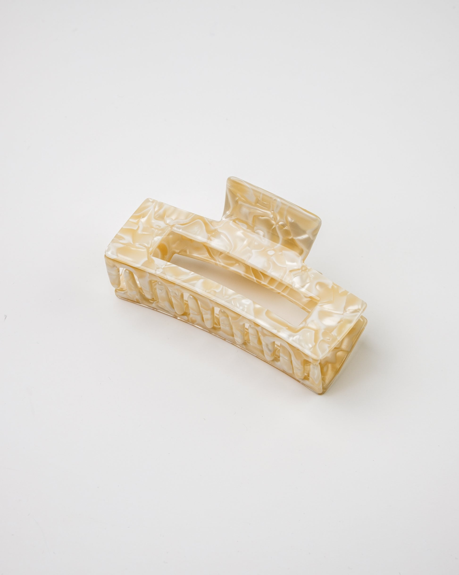 Square Acetate Hair Claw - Cream