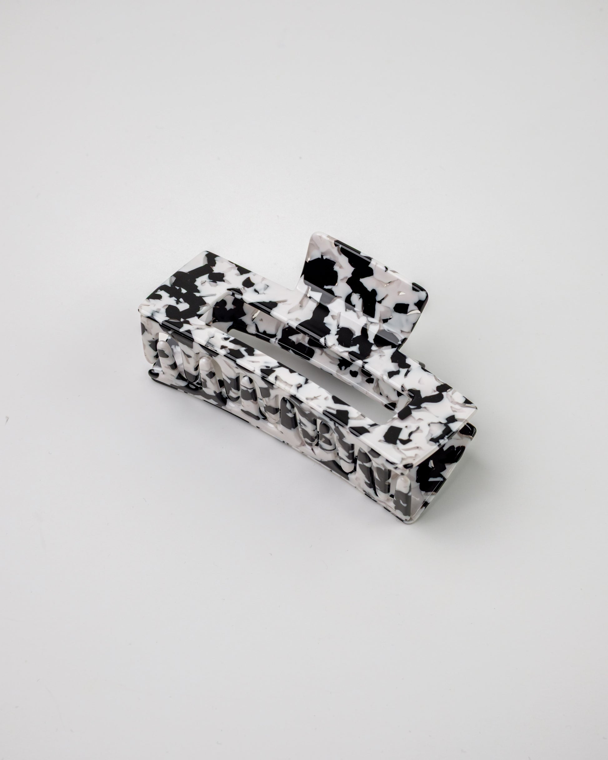 Square Acetate Hair Claw - Black/White