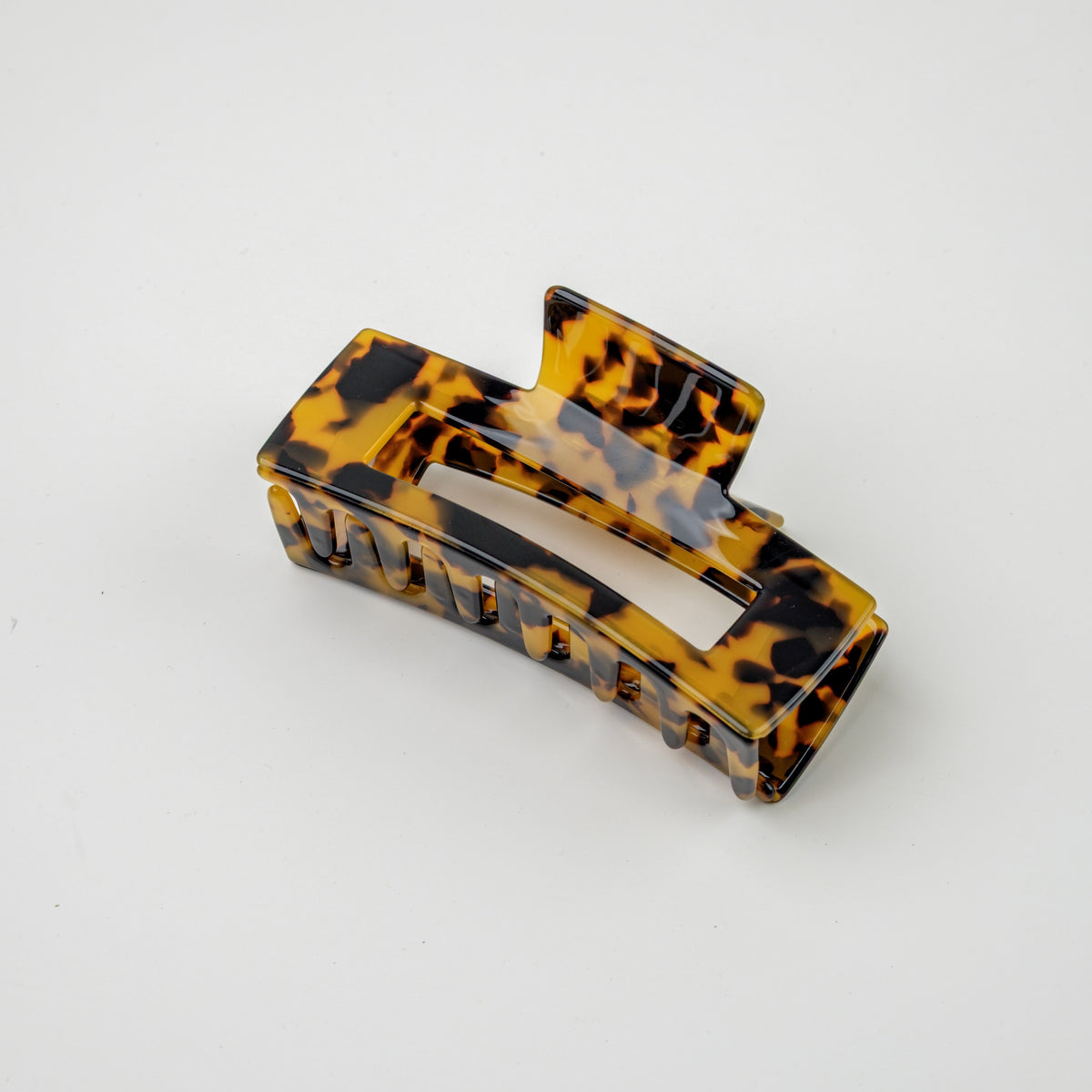 Square Acetate Hair Claw - Amber