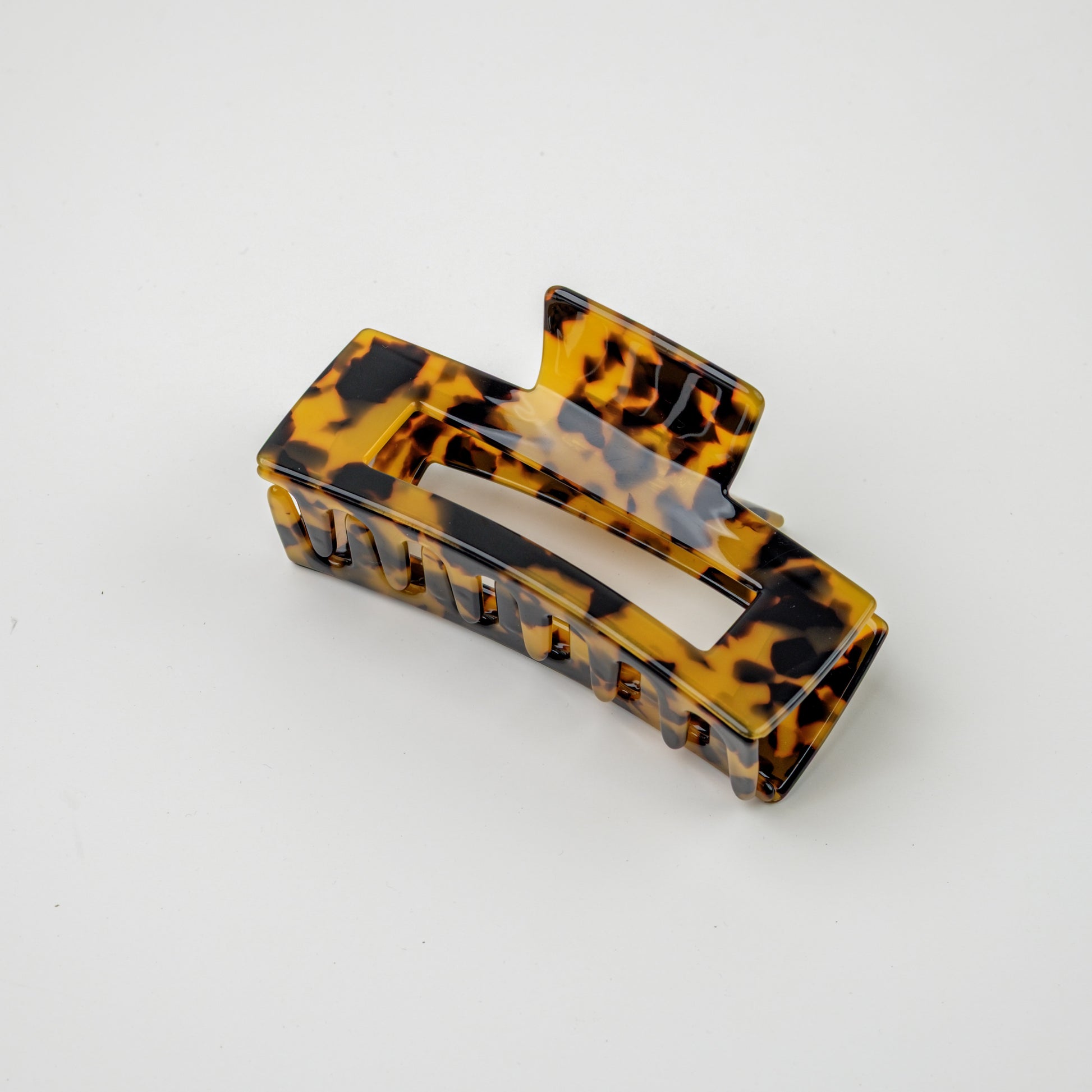 Square Acetate Hair Claw - Amber