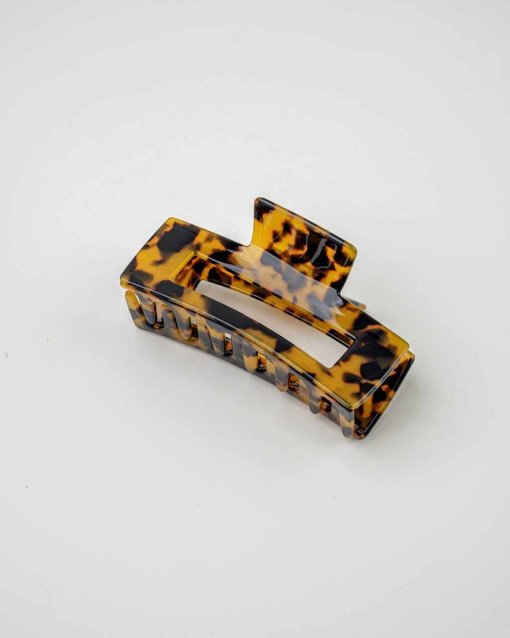 Square Acetate Hair Claw - Amber