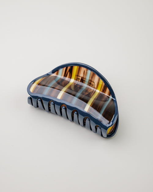 Acetate Claw Clip - Yellow/Blue Stripes