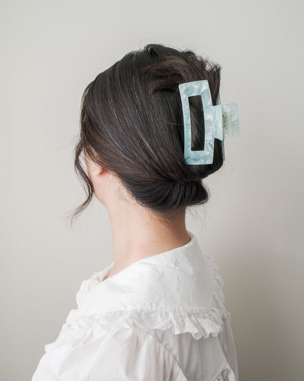 Square Acetate Hair Claw - Aqua