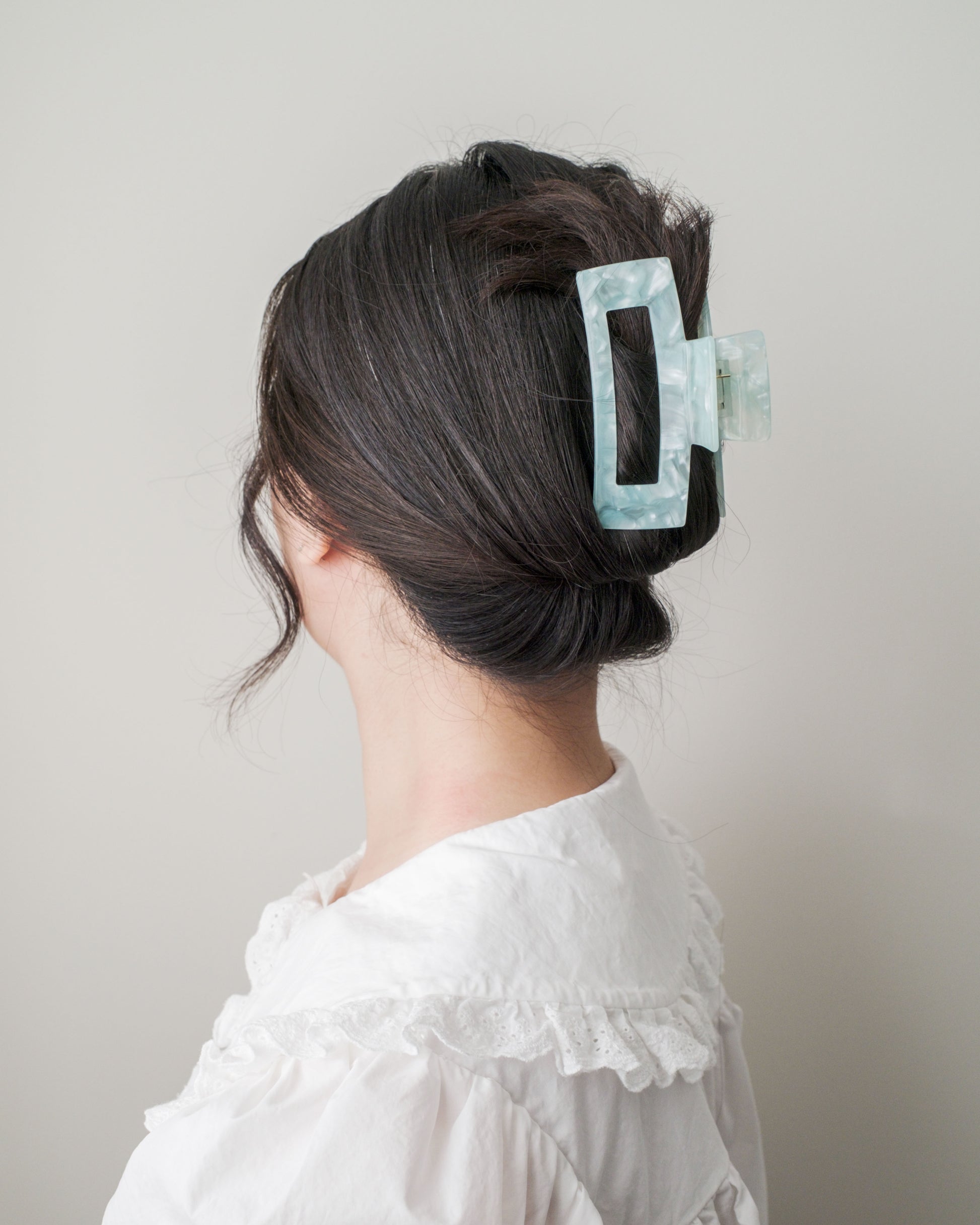 Square Acetate Hair Claw - Aqua