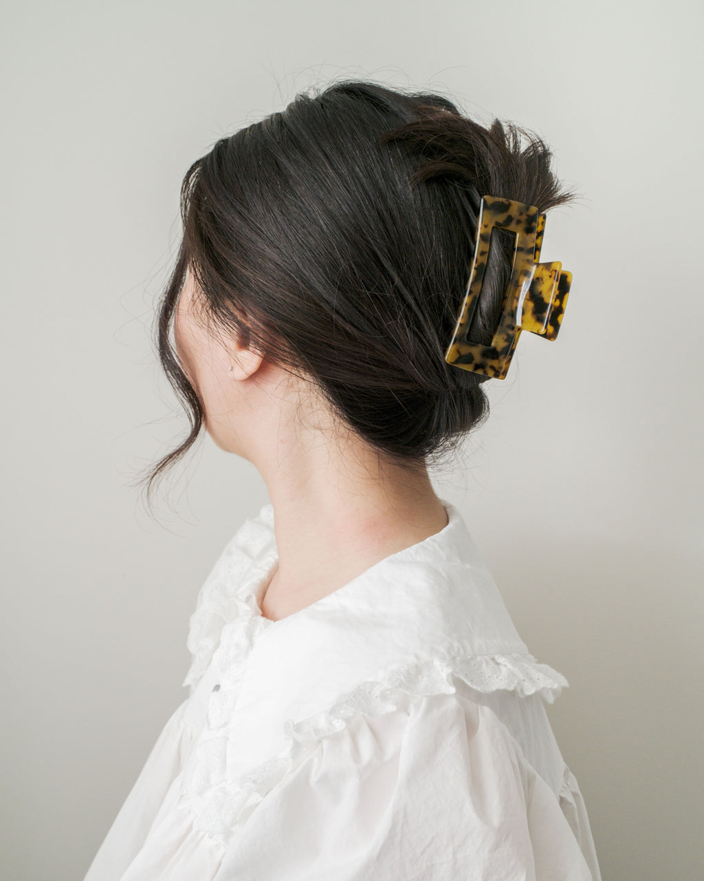 Square Acetate Hair Claw - Amber