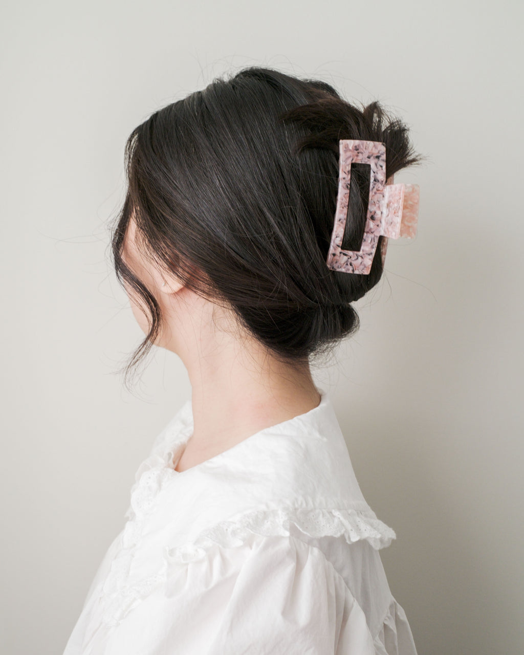Square Acetate Hair Claw - Sakura Pink