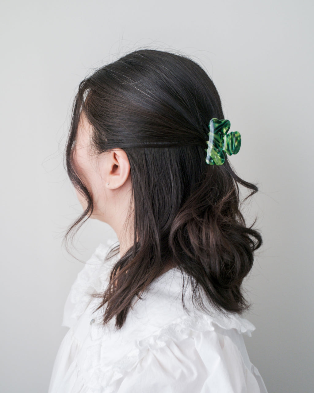 Small Acetate Hair Clip - Green