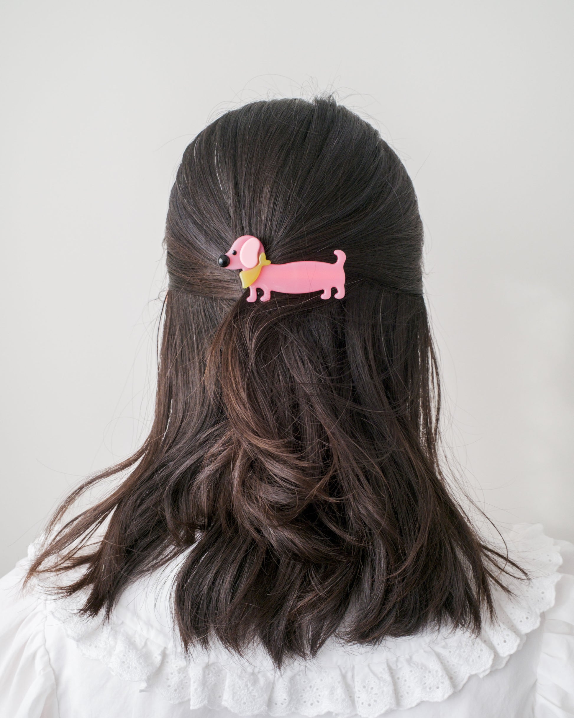 Sausage Dog Hair Clip - Pink