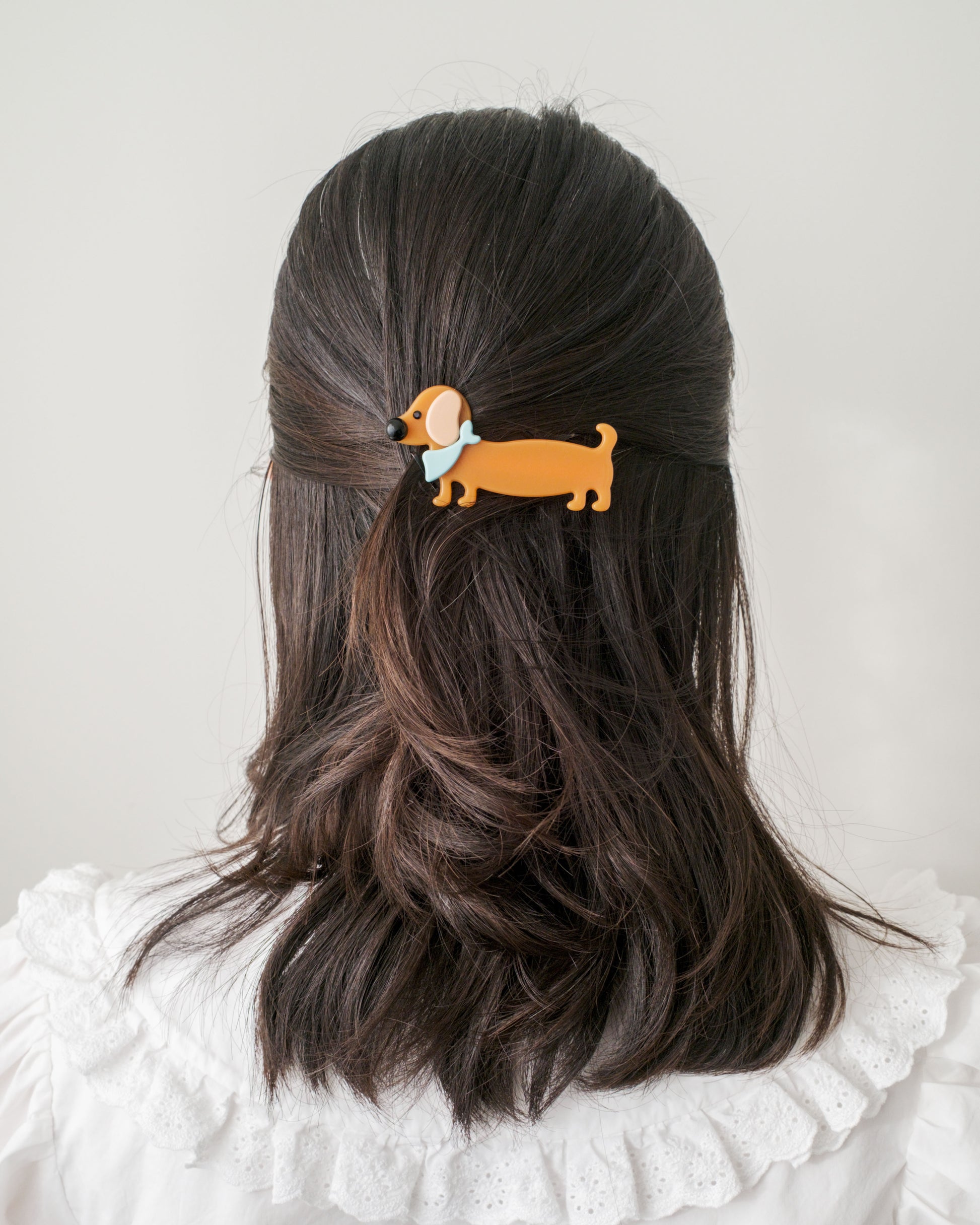 Sausage Dog Hair Clip - Orange